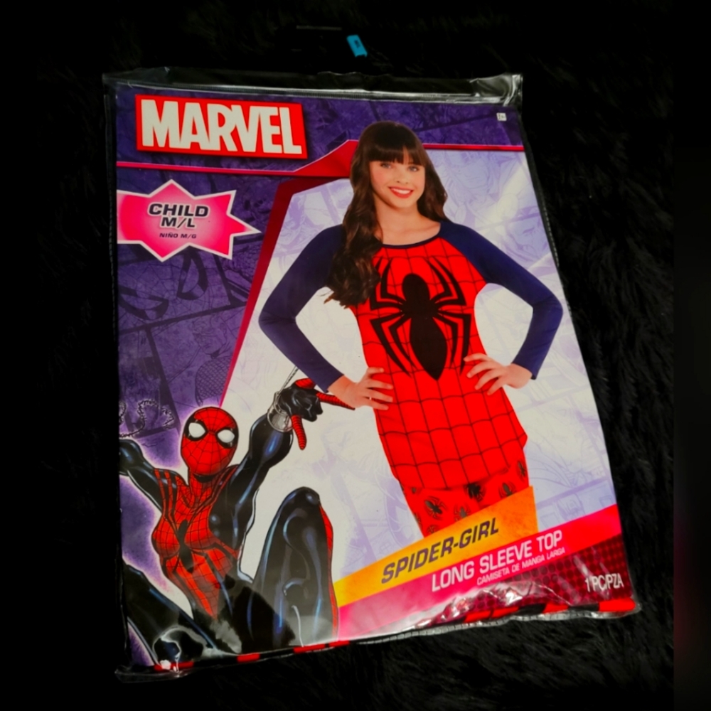 Spider Girl Long Sleeve Costume Top M/L